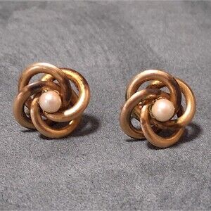 Vintage Gold Filled Pearl Knot Earrings Marvella